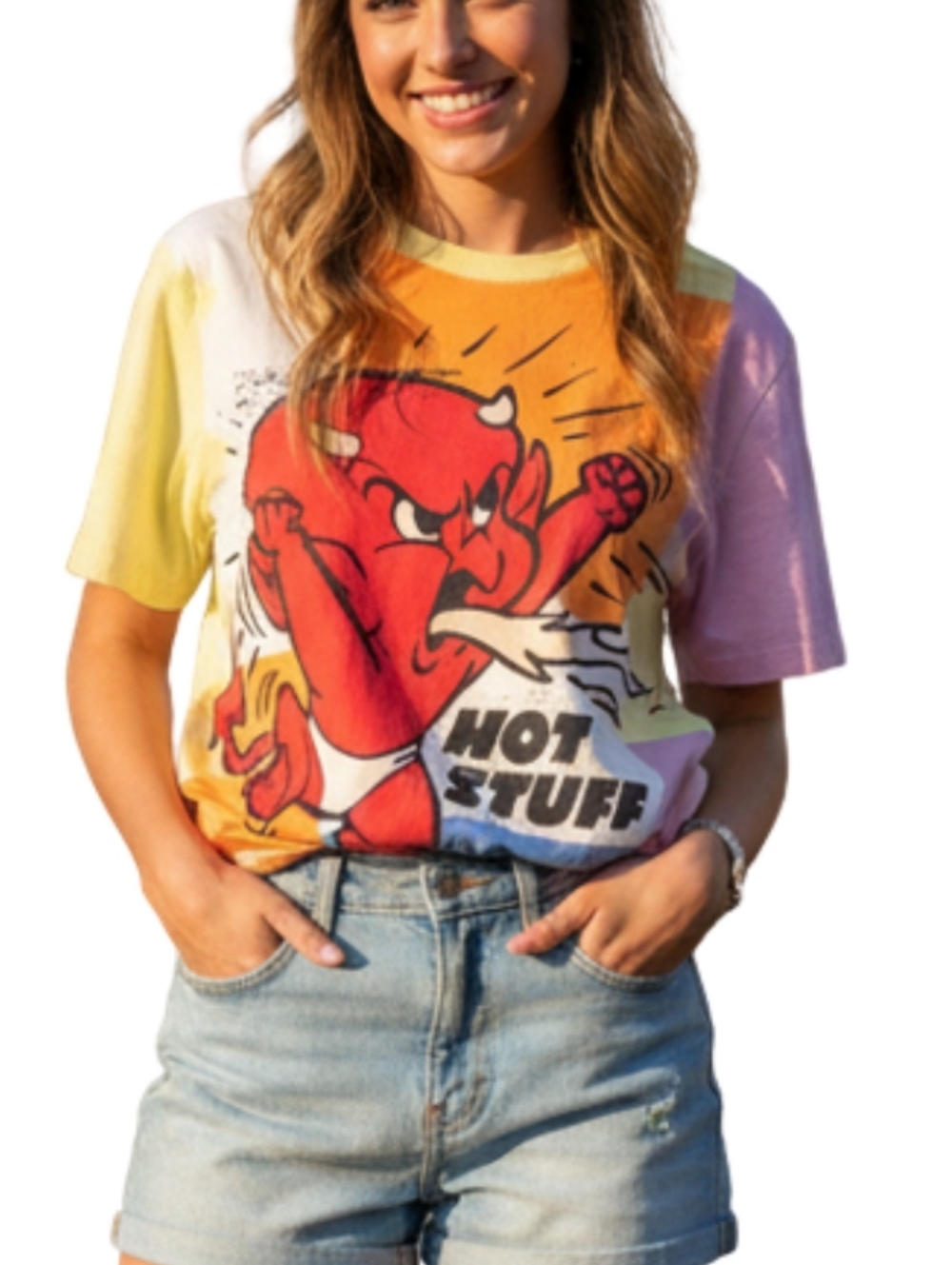 Graphic 'Hot Stuff' Short Sleeve Tee - Multicolor
